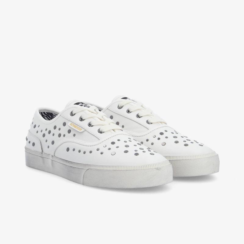 ARLO STUDS M - TUMBLED LEATHER - BLANC